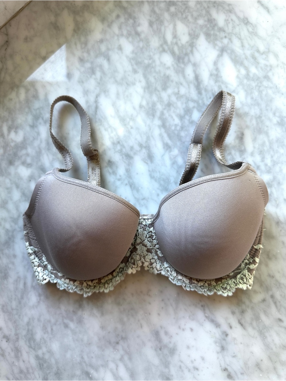 Wacoal Embrace Lace T-Shirt Bra Taupe with Ivory Lace